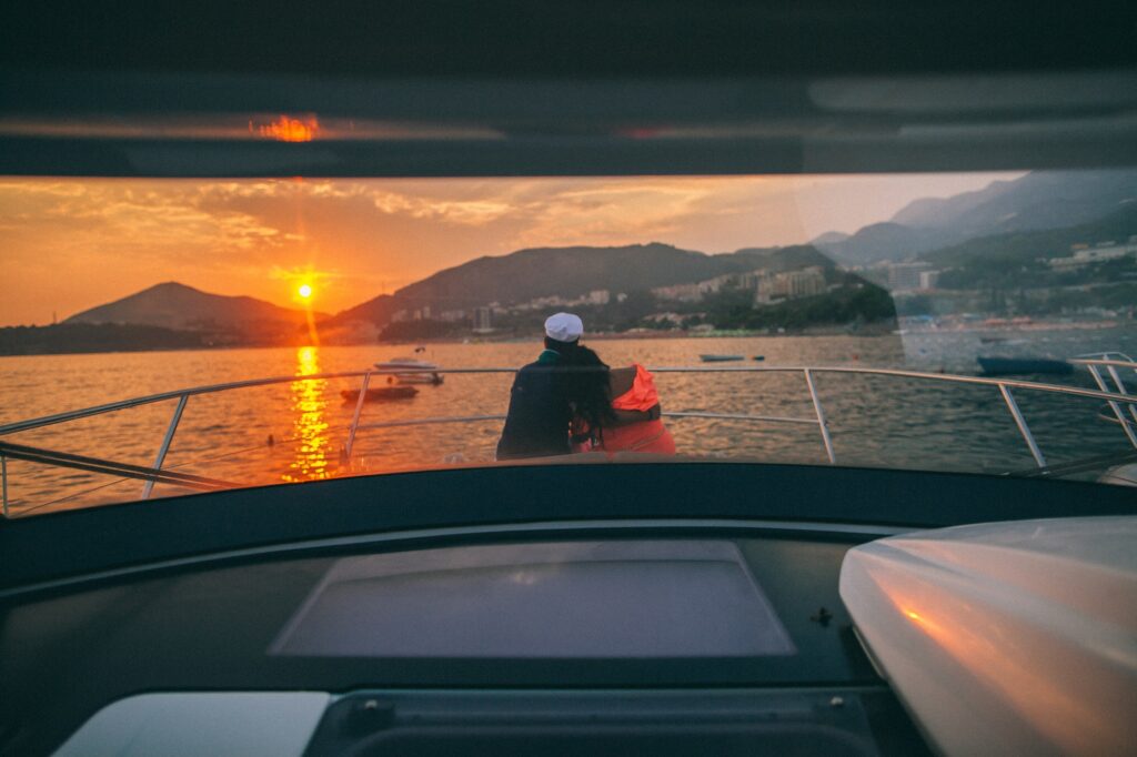 honeymoon couple travel on yacht