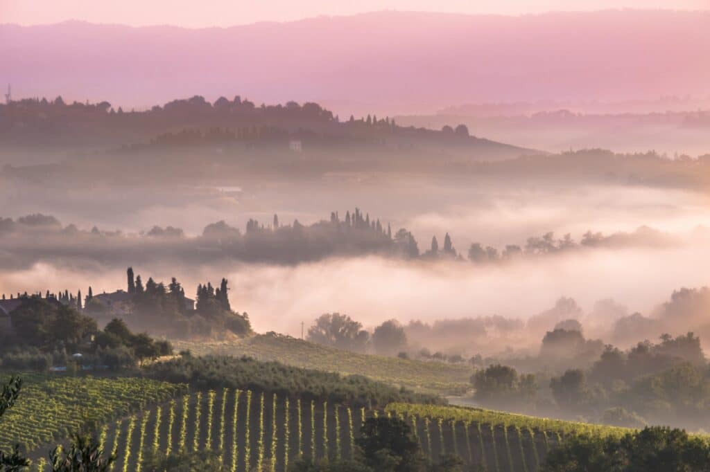 Tuscan Village Landscape in the morning